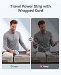 Bande de transport, ORICO 4 Sorties 3 USB Ports (1 USB C) avec 4FT Corde de raccordement courte enveloppée Small Power Strip, Compact pour Hotel Travel Essentials Cruise Approved-AP3