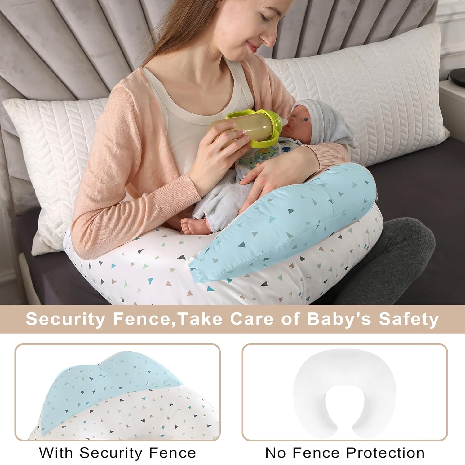BATTOP Nursing Pillow for Breastfeeding, Plus Size Breastfeeding Pillow for More Support for Mom, with Removable Cover Adjustable Waist Strap, Feeding Pillow for Adult - Image 3