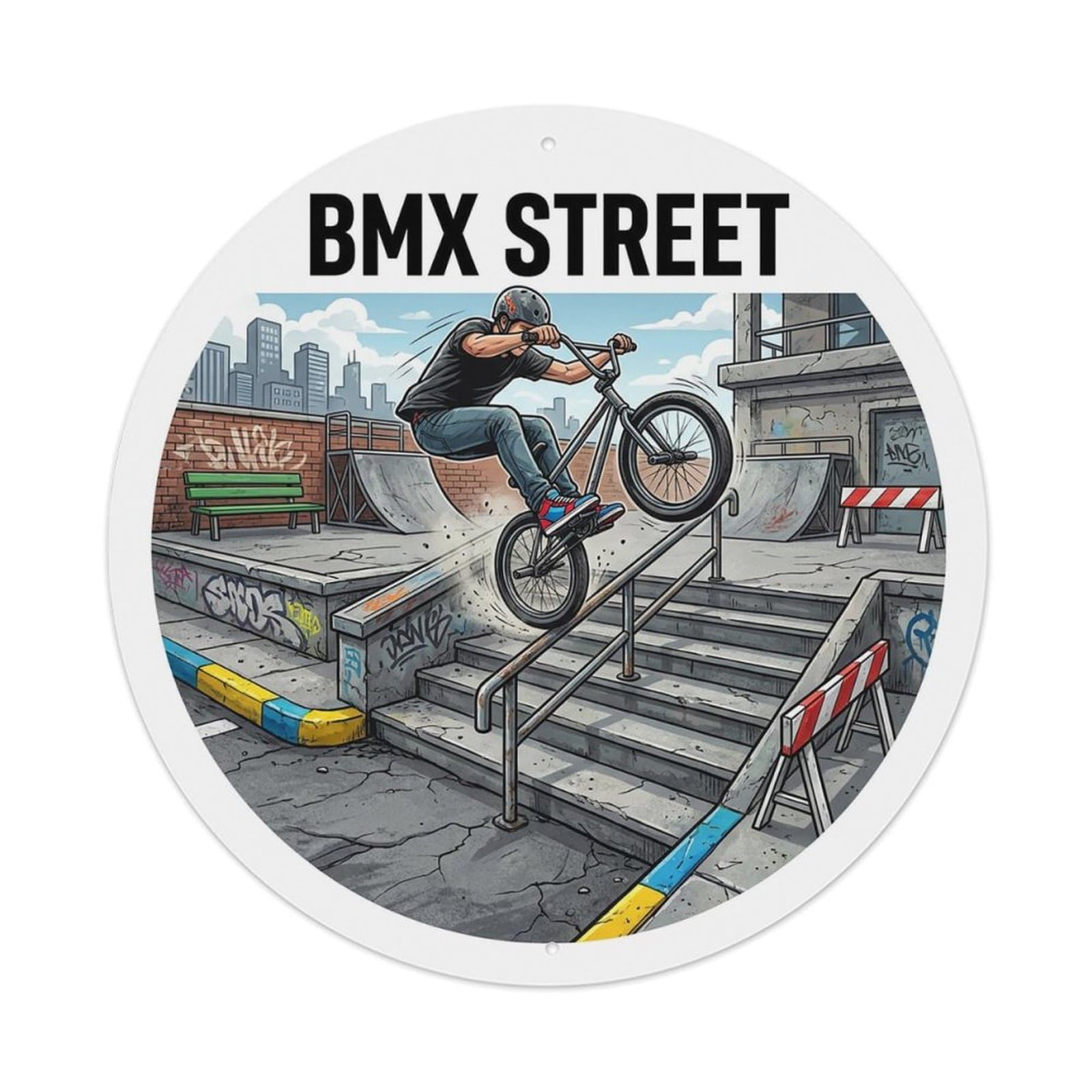 Vintage BMX Street Extreme Sports Vintage Metal Tin Sign Plaque Wall Decor for Cafe, Club Bar, Office, Garden Metal Poster 8x8Inch