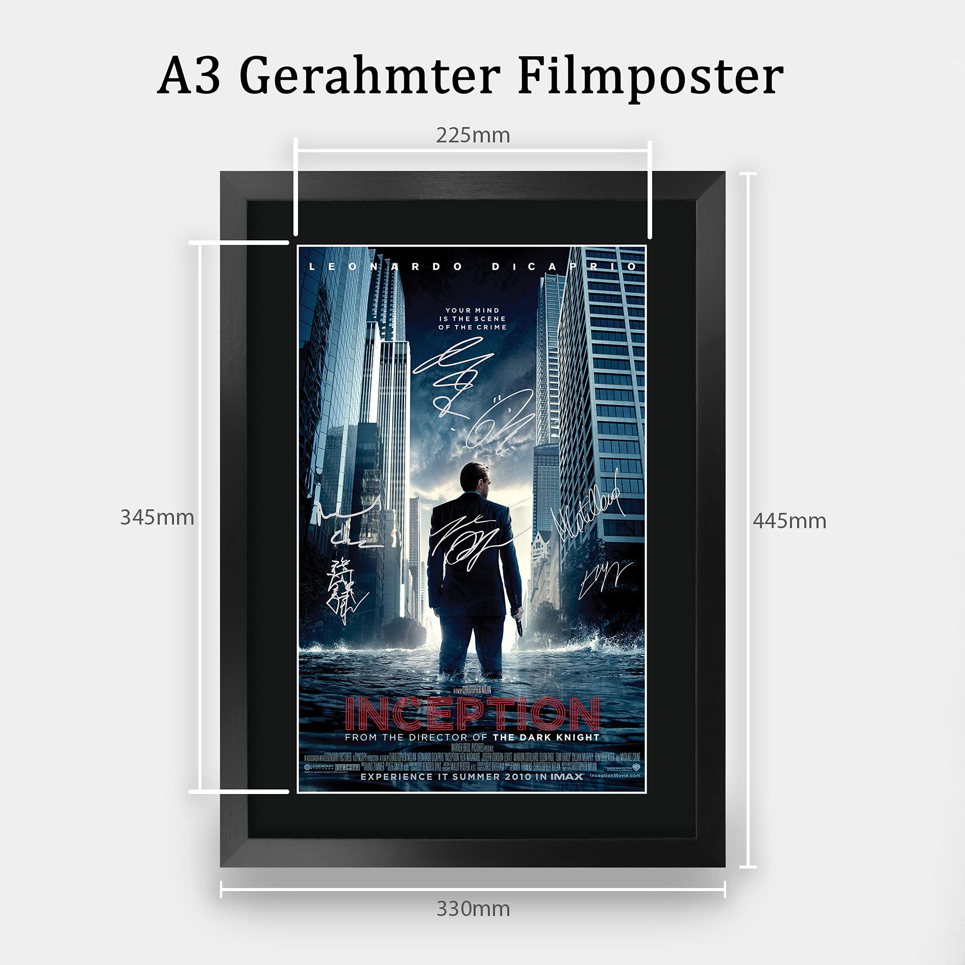 HWC Trading Inception A3 Gerahmte Signiert Gedruckt Autogramme Bild Druck-Fotoanzeige Geschenk Für Leo Dicaprio Filmfans