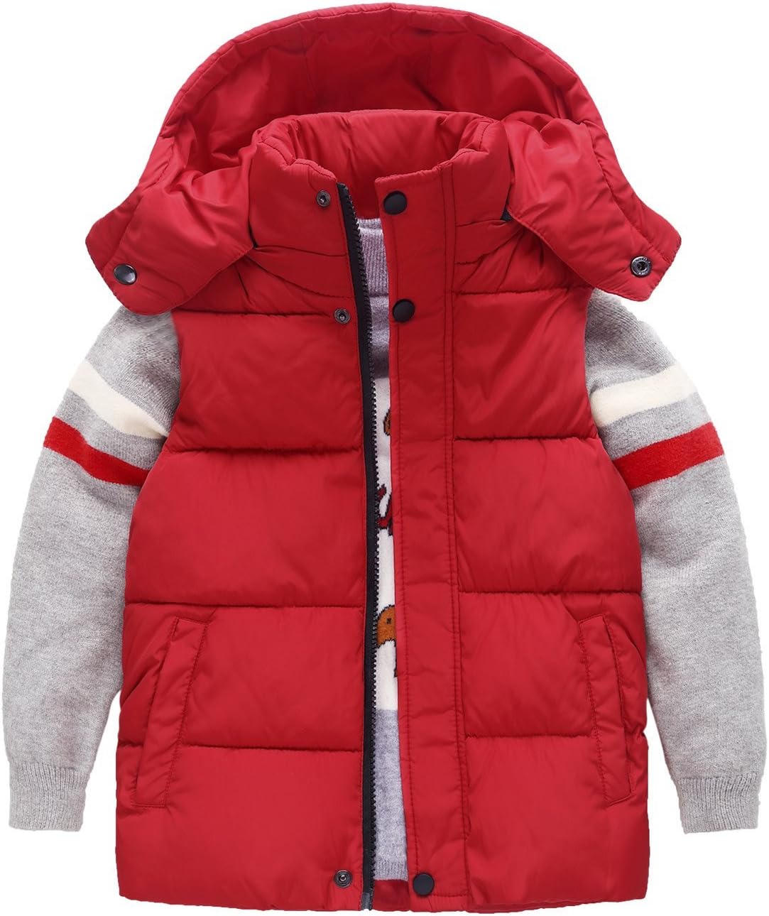 Happy Cherry Kids Padded Vest Winter Puffy Detachable Hooded Zipper Up Sleeveless Jacket 5-12T - Image 9