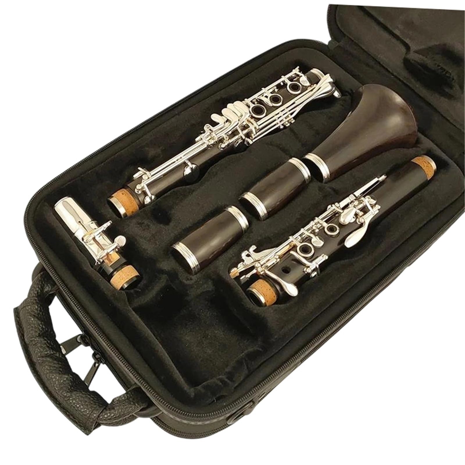 Clarinete Ébano Profesional Bb Plateado 19 Teclas Instrumentos Musicales De Viento Madera(Type 2 Ebony)