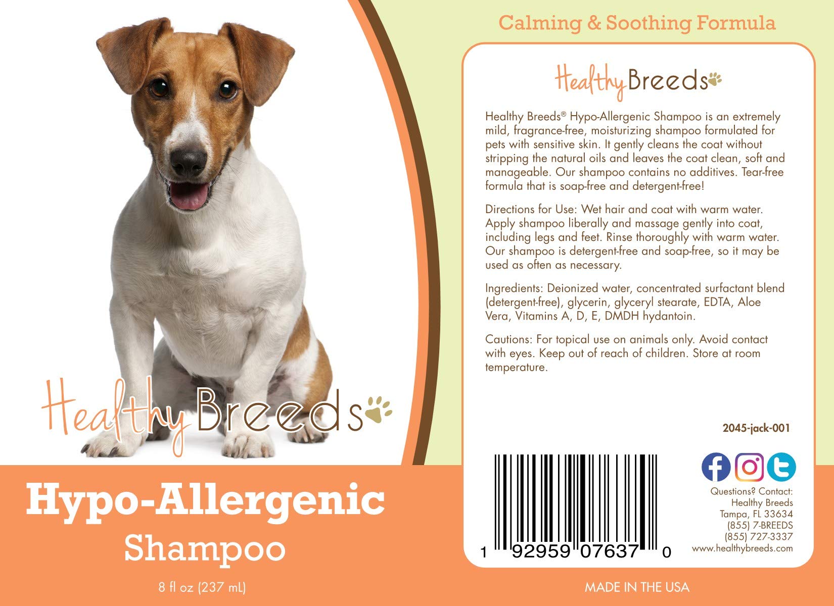 Healthy Breeds Jack Russell Terrier Hypo-Allergenic Shampoo 8 oz