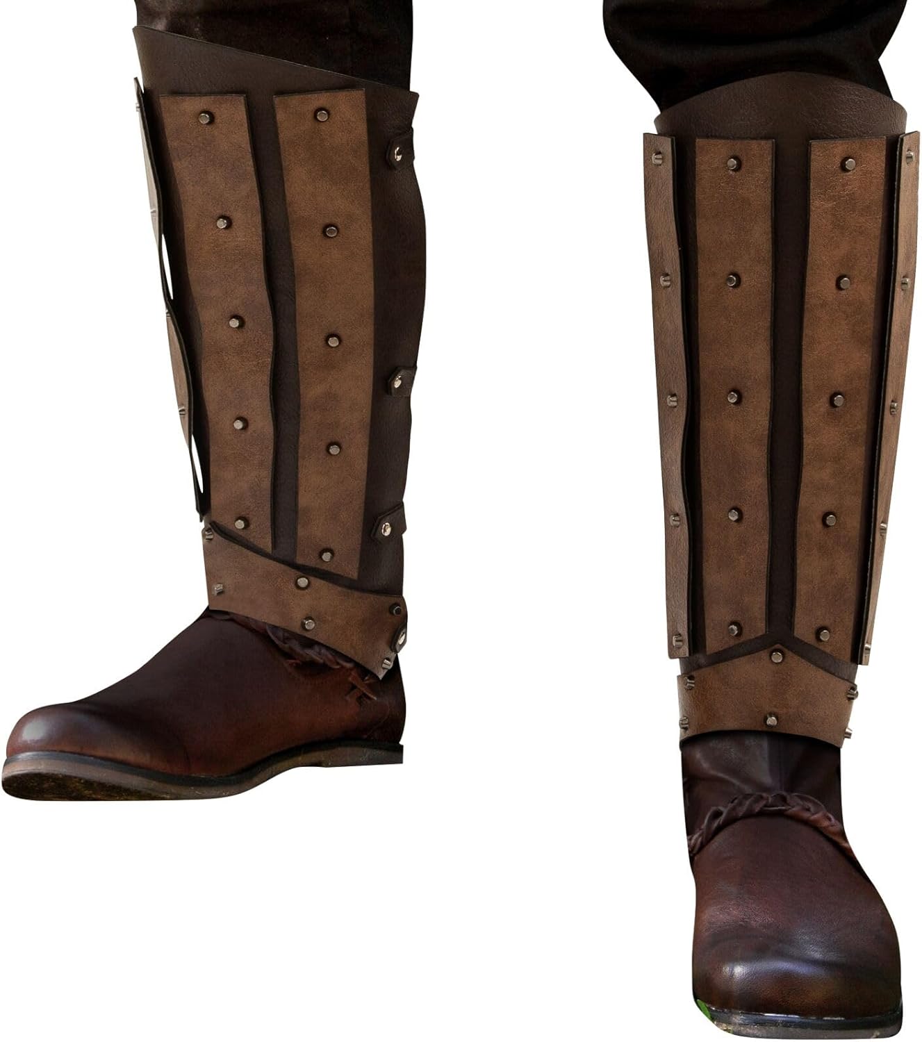 Medieval Faux Leather Leg Gaiters,Vintage Middle Ages Knight Leg Armor,Medieval Viking Knight Leather Leg Armor