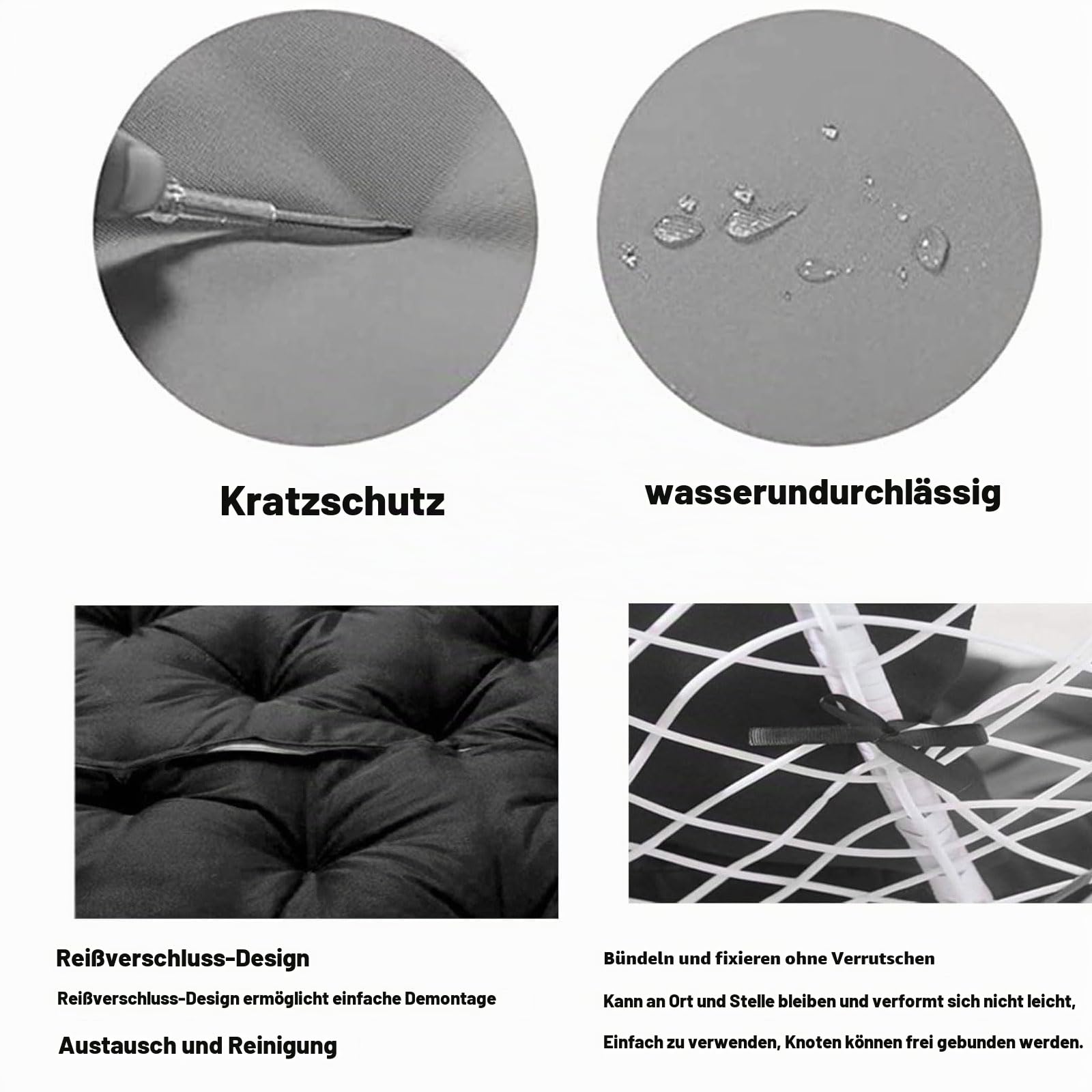 Doppeltes Papasan-kissen Für Den Außenbereich, Wasserdicht, Verdicktes Papasan-kissen Mit Bändern, Nur Papasan-kissen, Hängekorb-stuhlkissen Für Terrassengarten (nur Kissen)(Color:Dunkelgrün)