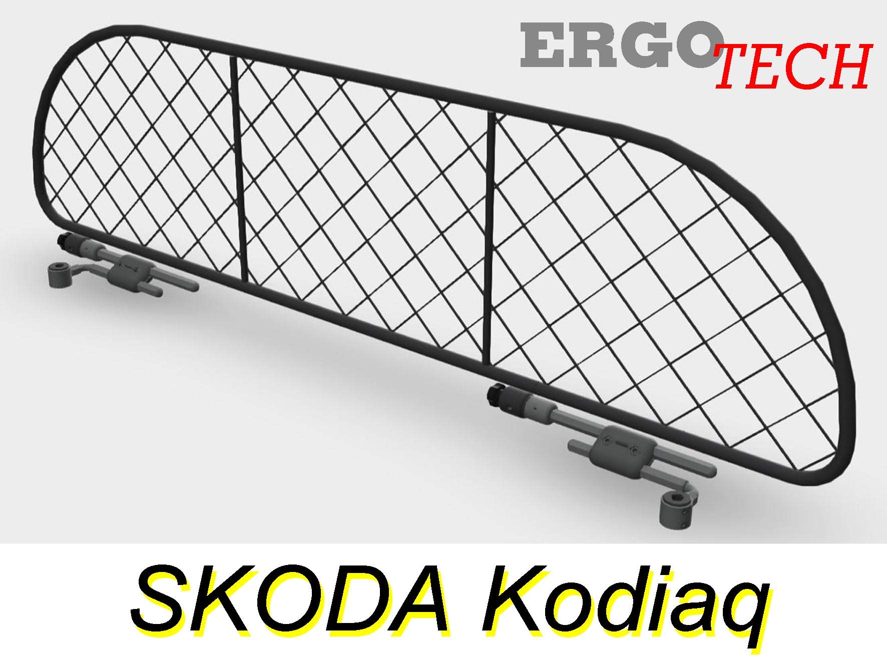 ERGOTECH Divisorio Griglia Rete Divisoria per Skoda Kodiaq, RDA65-S, per Trasporto Cani e Bagagli