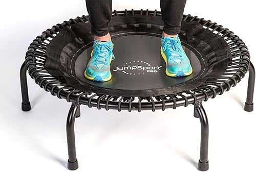Miniatura 8 de JumpSport 350 PRO - Trampolín de fitness resistente para interiores, 39 pulgadas, 36 cordones elásticos EnduroLast de alta calidad, rebote