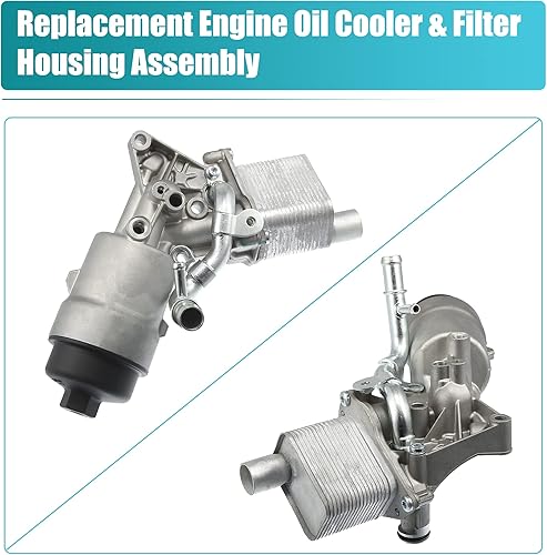 Miniatura 6 de X AUTOHAUX Adaptador de aluminio de la carcasa del filtro del enfriador de aceite del motor para Chevrolet Cruze Sonic Trax 1.4L 2011-2020 para