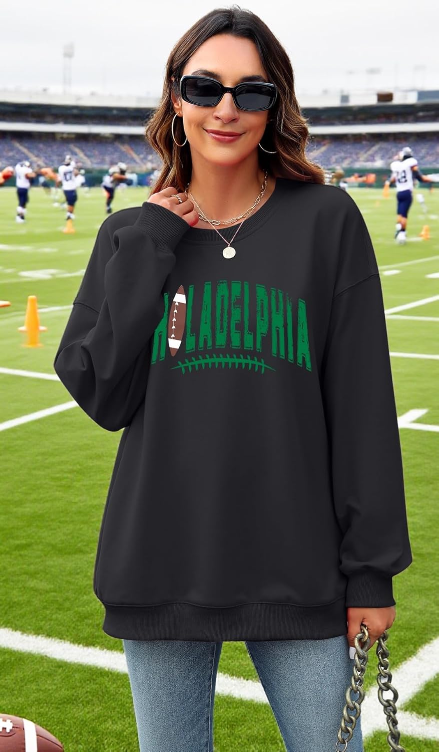 SFHFY Football Sweatshirt Women: Oversized Game Day Lightweight Shirt Football Team Fan Pullover Rugby Top - Image 5