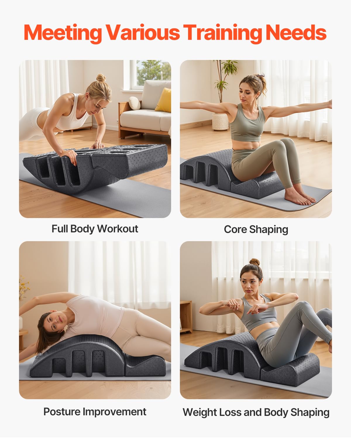 VEVOR Pilates Wirbelsäulenkorrektor Yoga Zubehör für Heim-Fitnessstudio, Fitness-Trainingsgerät aus Schaumstoff, gekrümmtes Fitness-Körpertrainingsgerät, für Wirbelsäulenübungen Gleichgewicht