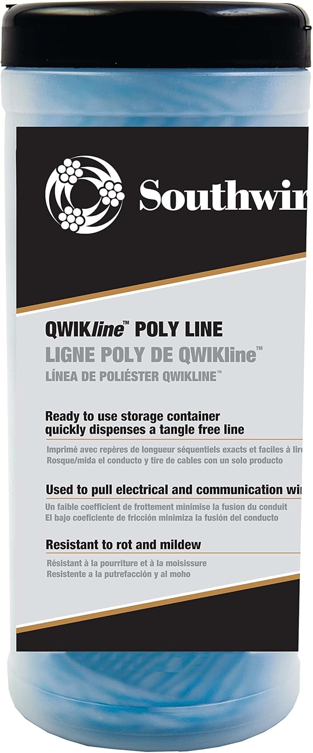 Southwire PL500 Poly Line 500ft 210lb Tensile Strength - Tangle-Free Dispenser for Electrical Wire Pulling
