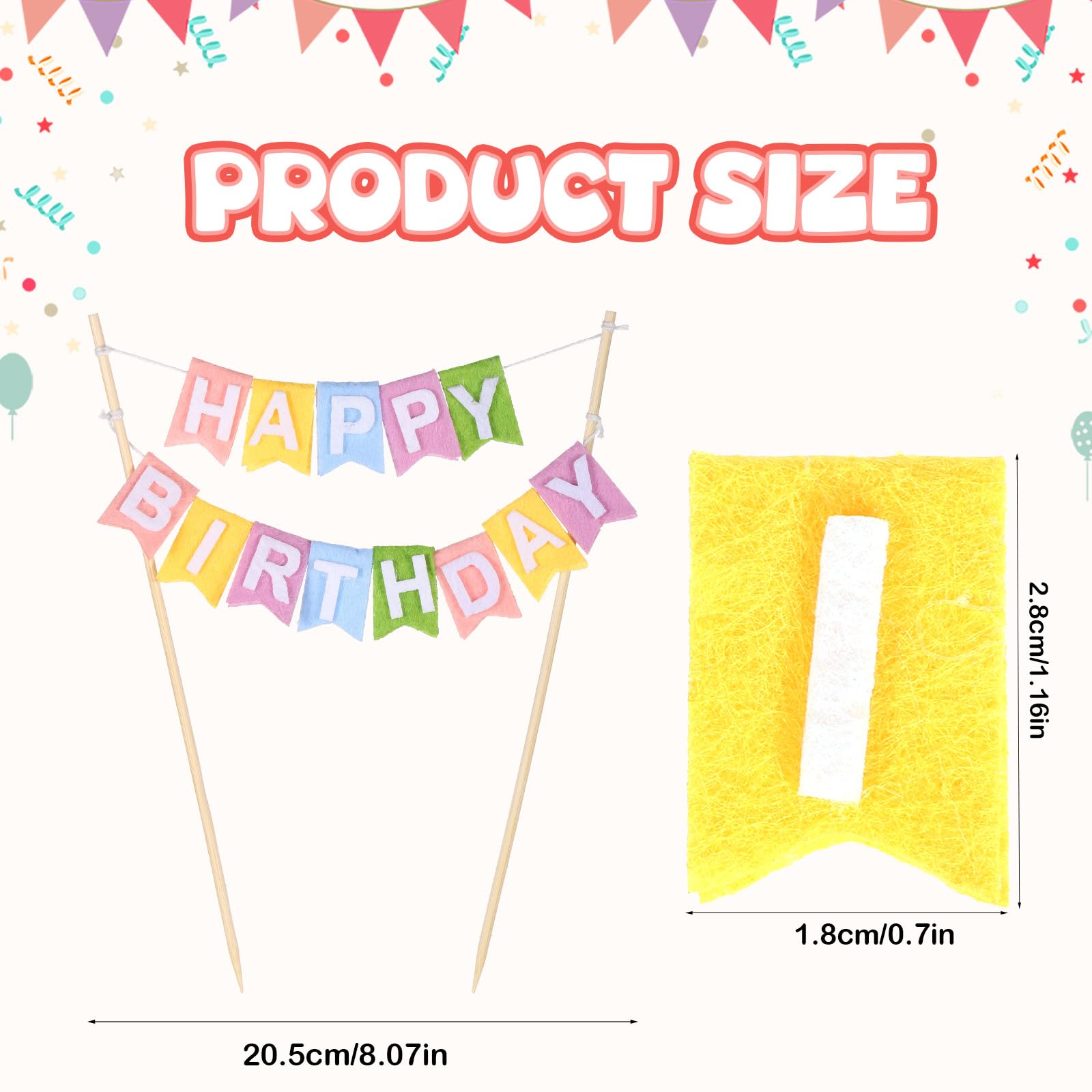 Happy Birthday Cake Banner, Colorful Happy Birthday Banner Cake Topper for Birth Day Decoration Party Supplies