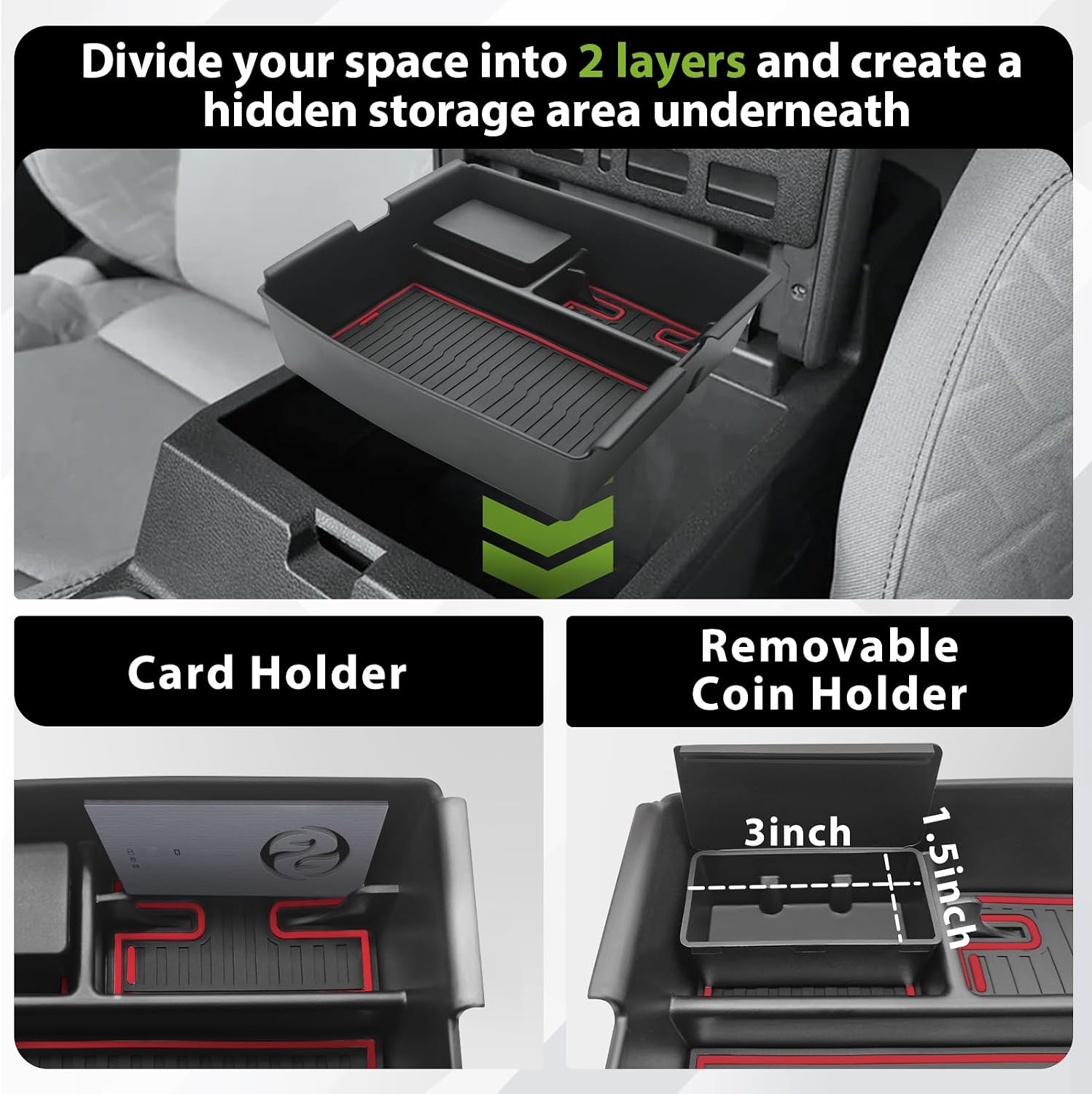 Muslogy Center Console Organizer for 2024 2025 2026 Toyota Tacoma (Red) image 2