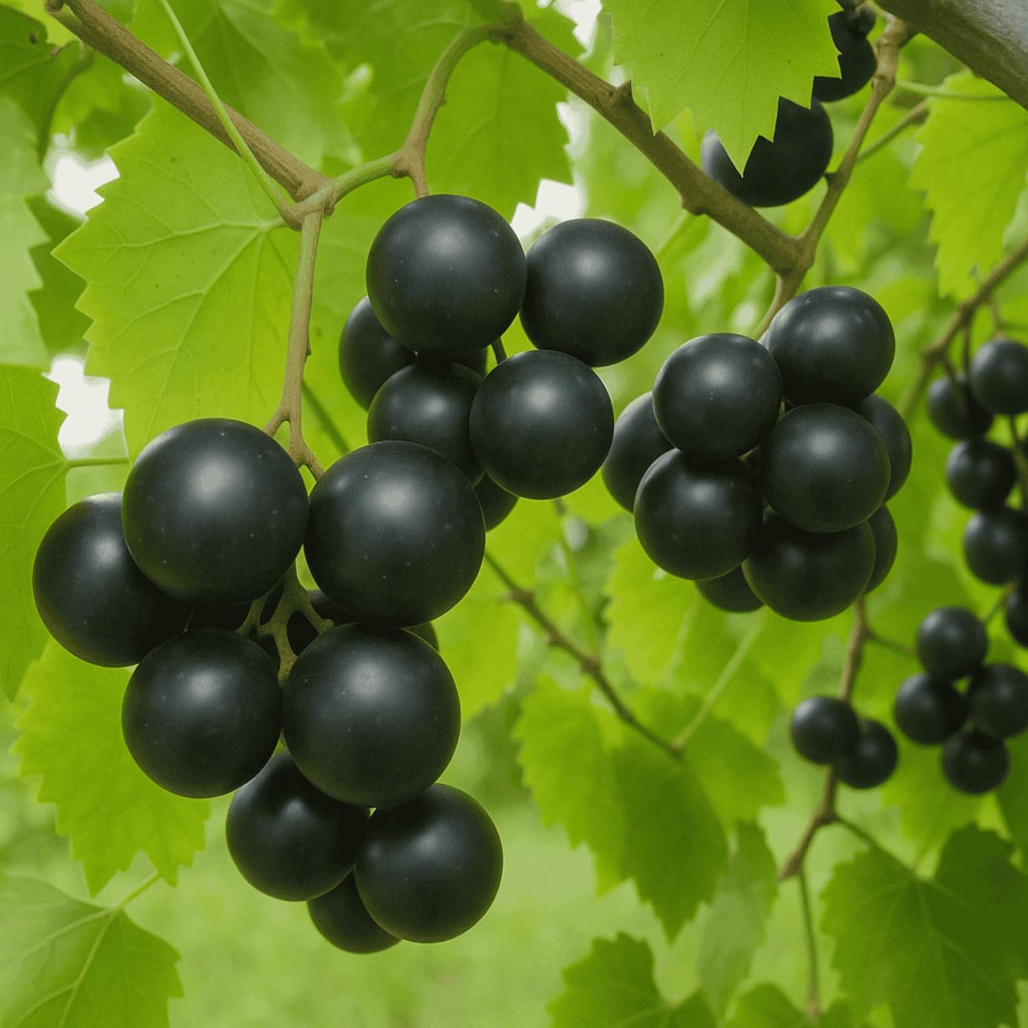 Hand Picked Nursery Cowart Muscadine Grape Vine - 2 Year Old Bare Root Live Plant - 1-2ft Tall - Black Self-Fertilie Plant (2)