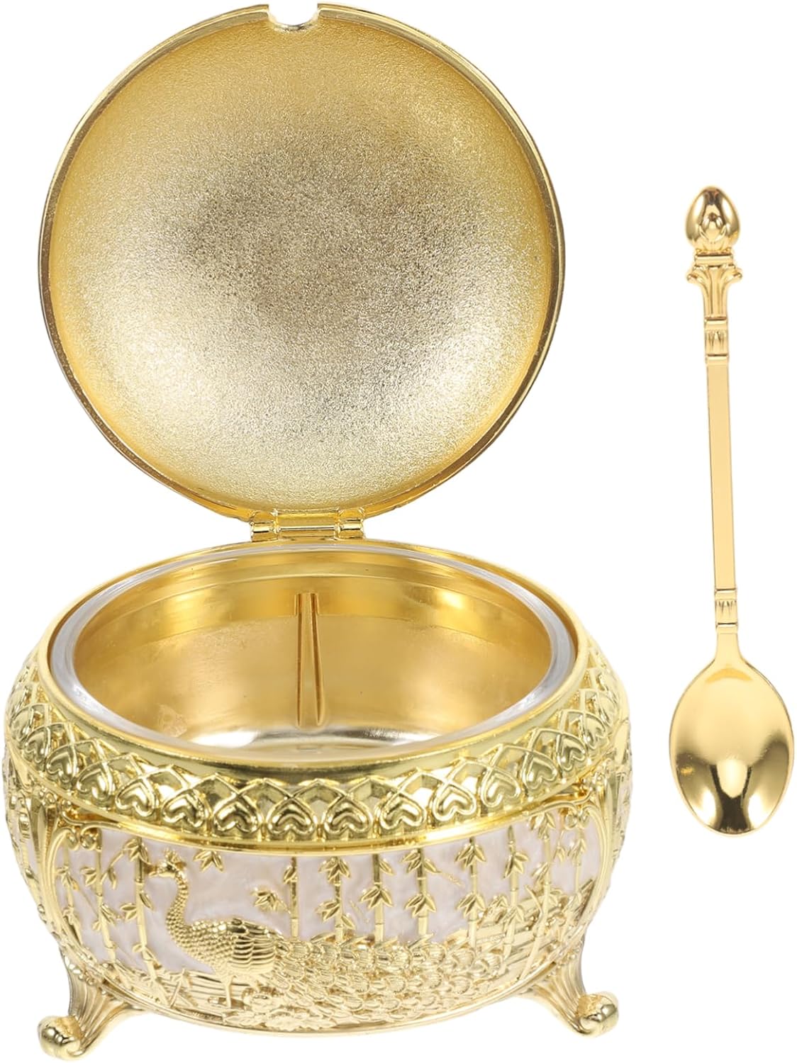 Zinc Alloy European Style Condiment Holder with Lid Minimalist Sugar Jar for Kitchen Seasoning Storage Decor Canister with Spoon