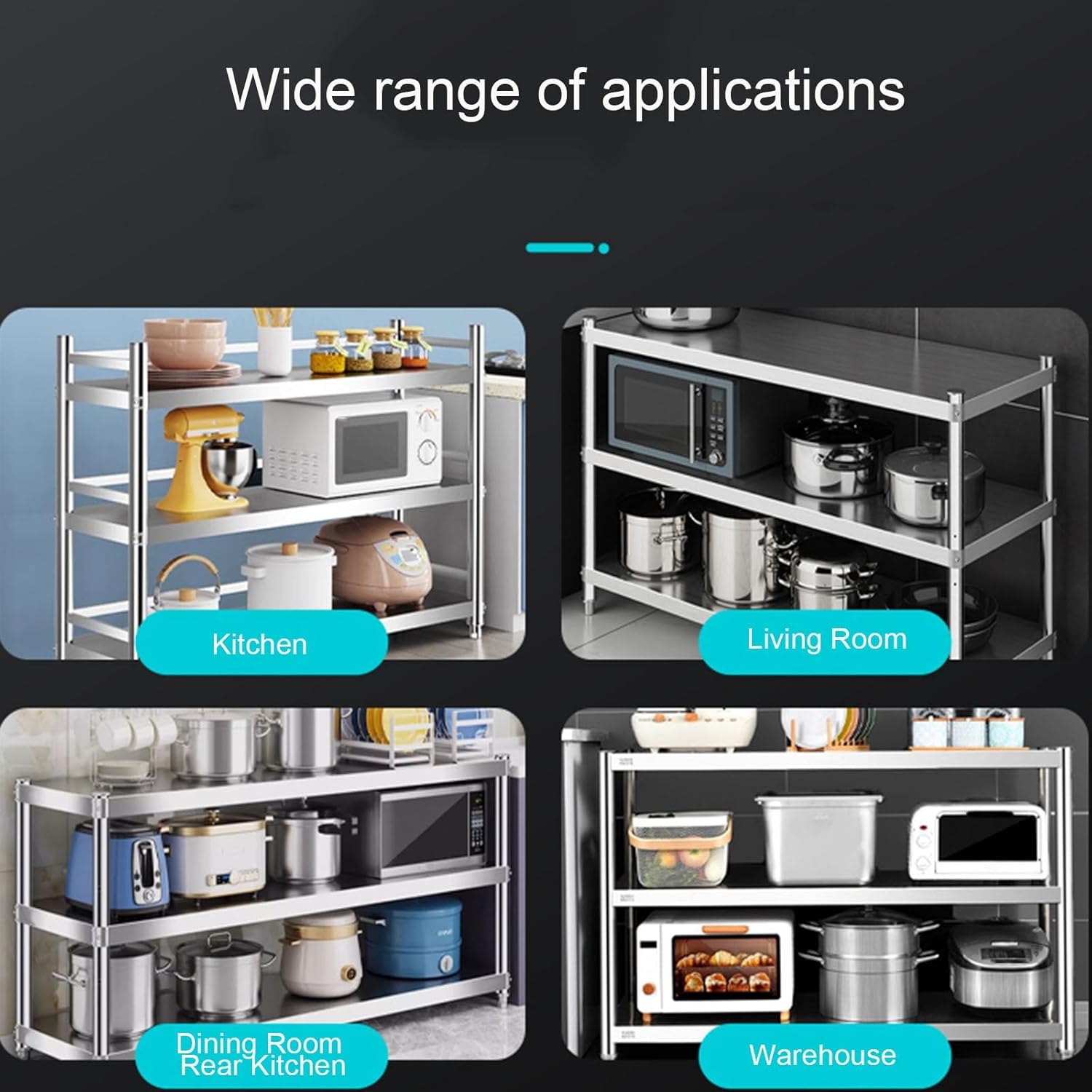 3 Tier Stainless Steel Workbench Raised Enclosure Kitchen Shelves Standing Prep Table Threaded Height Adjustable Work Table for Kitchen Bathroom and Bedroom(60x50x100cm/23.6x19.7x39.4)