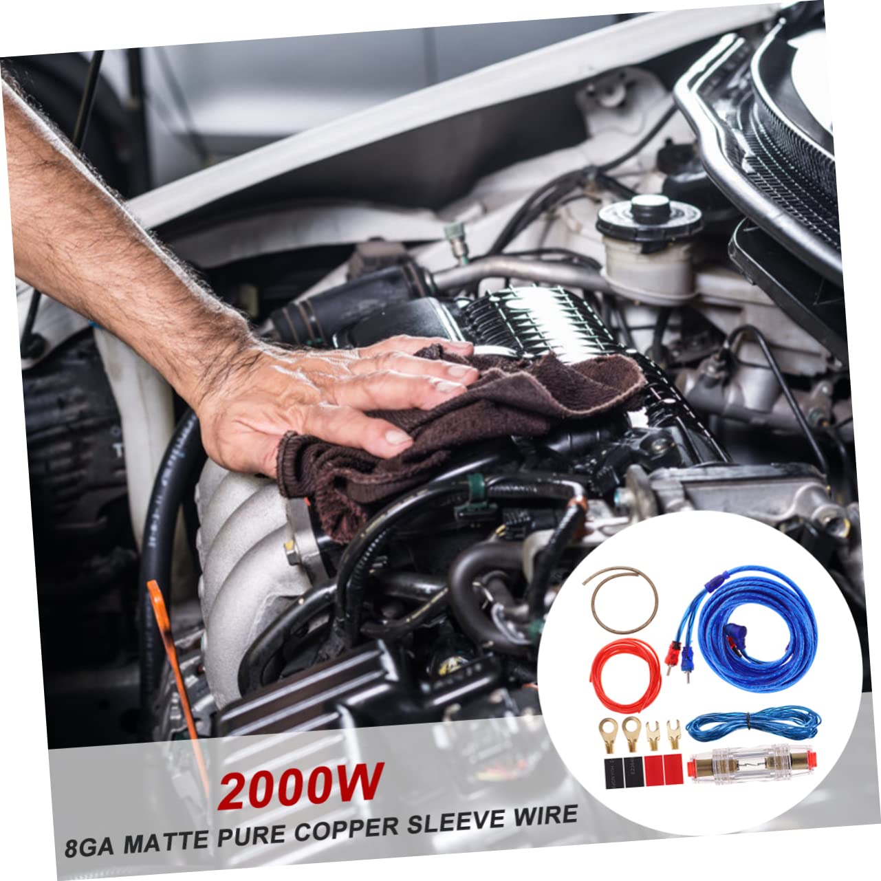 SOLUSTRE 2000w Cavi Per Amplificatore Cavo Di Alimentazione Per Auto Kit Cavi Amplificatore in Rame Massiccio Completo Di Tutti Gli Accessori Necessari Per Installazione