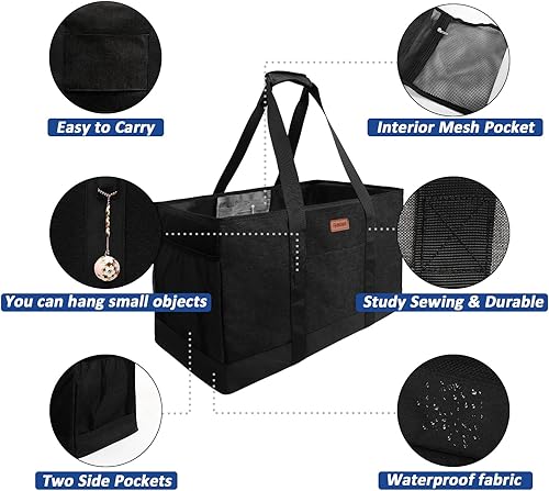 Miniatura 8 de MHOMER Bolsas de comestibles reutilizables, extra impermeables, grandes, con asas de transporte, bolsas de compras plegables para almacenamiento y