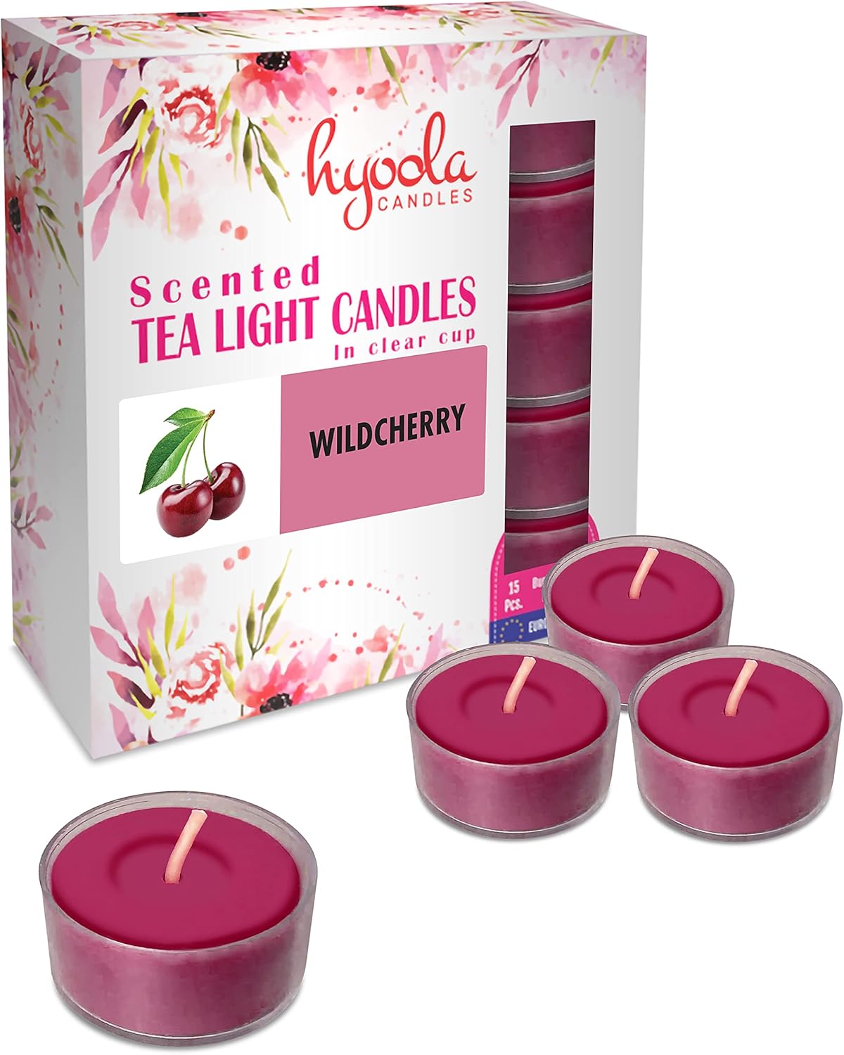 Hyoola Scented Tealight Candles Clear Cup Wildcherry Tealight Candles Scented