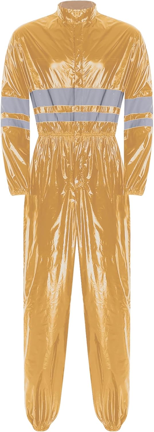 Men's Adult Unisex Long Sleeves High Visibility Reflective Overalls Jumpsuit Trendy Waterproof Coverall