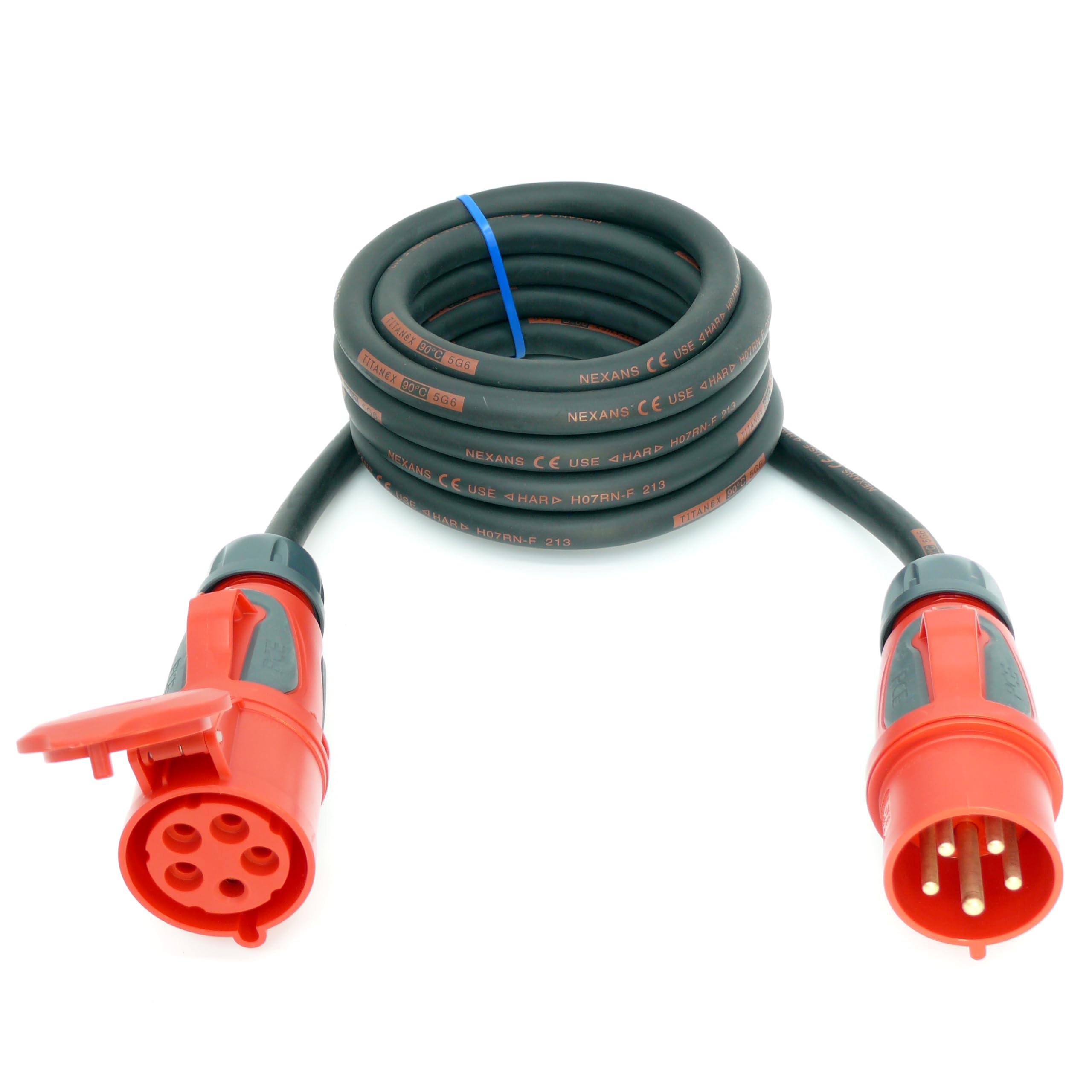 CEE Starkstromkabel (1,5m-50m) 32A Verlängerungskabel Titanex H07RN-F 5x6mm² mit PCE Grip Stecker und Kupplung, Business-Line von Event-Kabel (50 Meter)