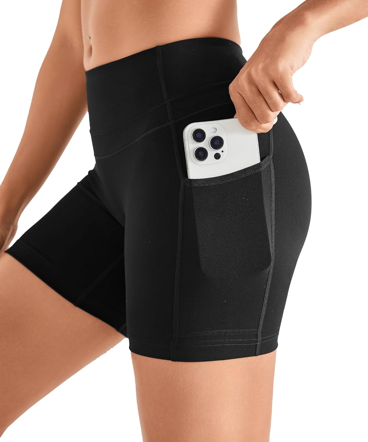 TomTiger Yoga Shorts for Women with Pockets - High Waist Tummy Control Workout Biker Shorts