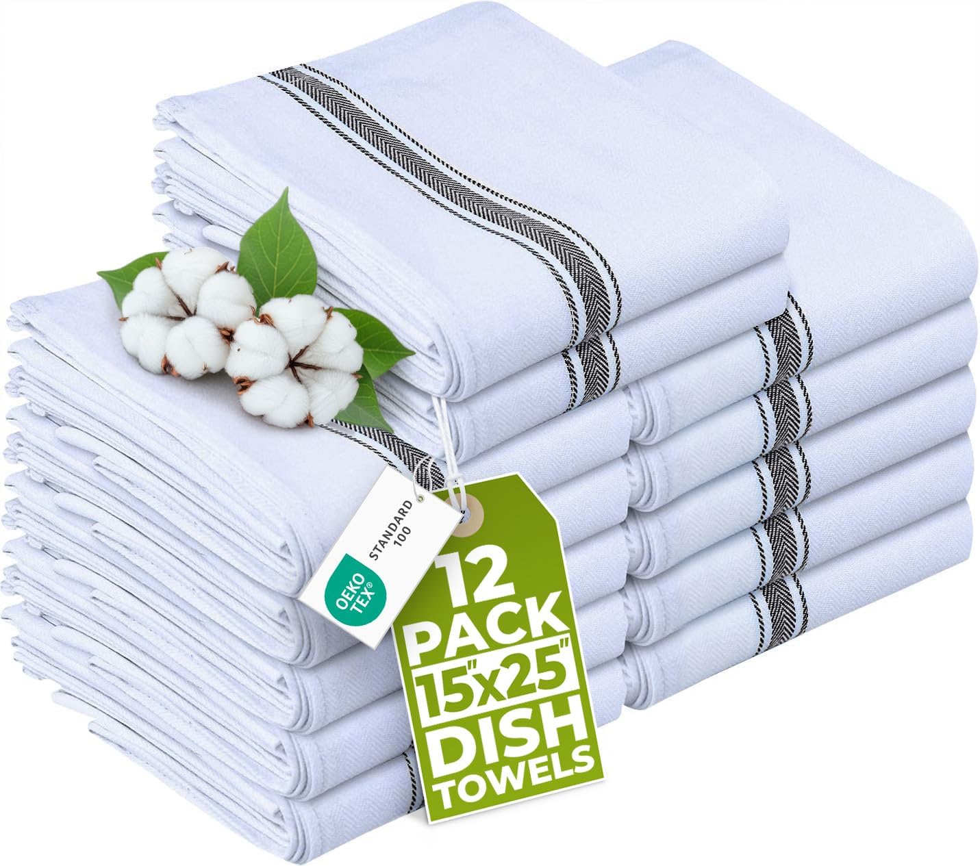 Utopia Towels Black Dish Towels [12 Pack - 15 x 25 In]100% Ring Spun Cotton