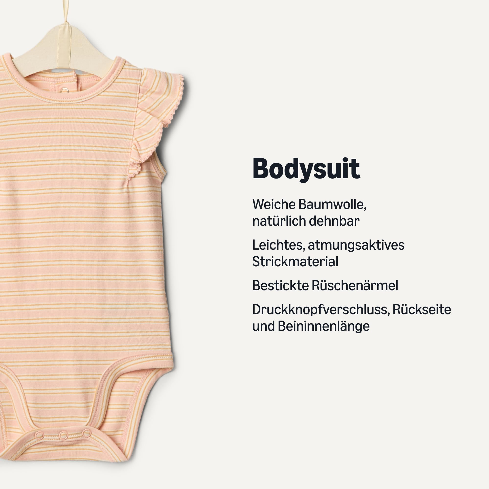 Amazon Essentials x Sofia Grainge Baby - Mädchen Body aus Baumwolle mit Rüschenärmeln und Stickerei, 2er-Pack