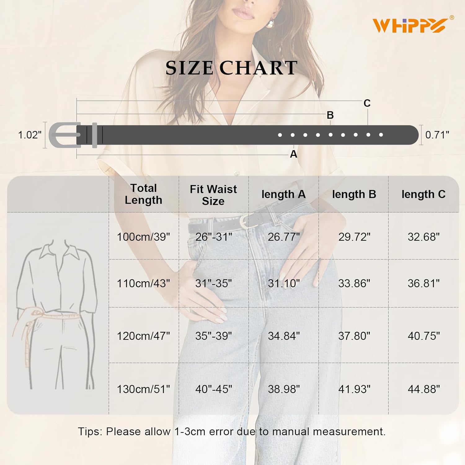 WHIPPY Women's Skinny Leather Belt for Jeans Dress Pants Fashion Ladies Thin Waist Belt with Gold Buckle - Image 6
