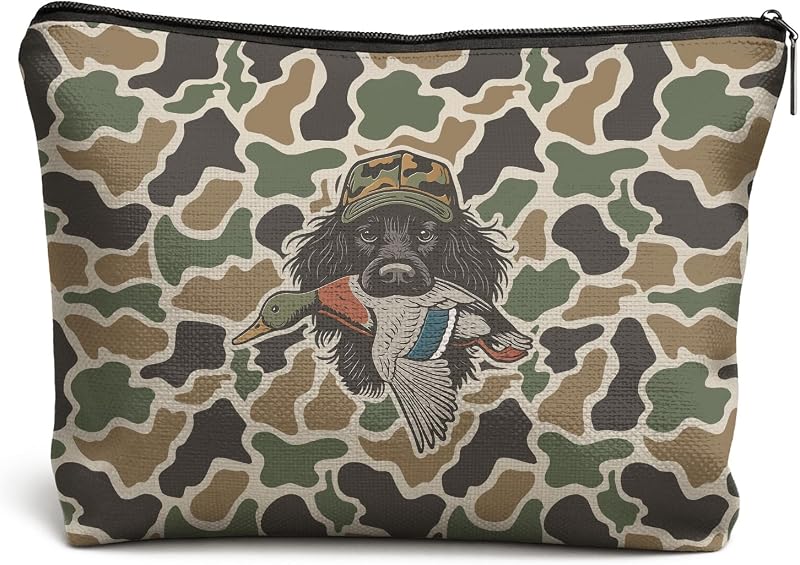Necessaire de maquiagem DOFQZ American Water Spaniel Duck Camo com zíper, estampa animal, 20,32 cm x 18,29 cm, Cor 03Child