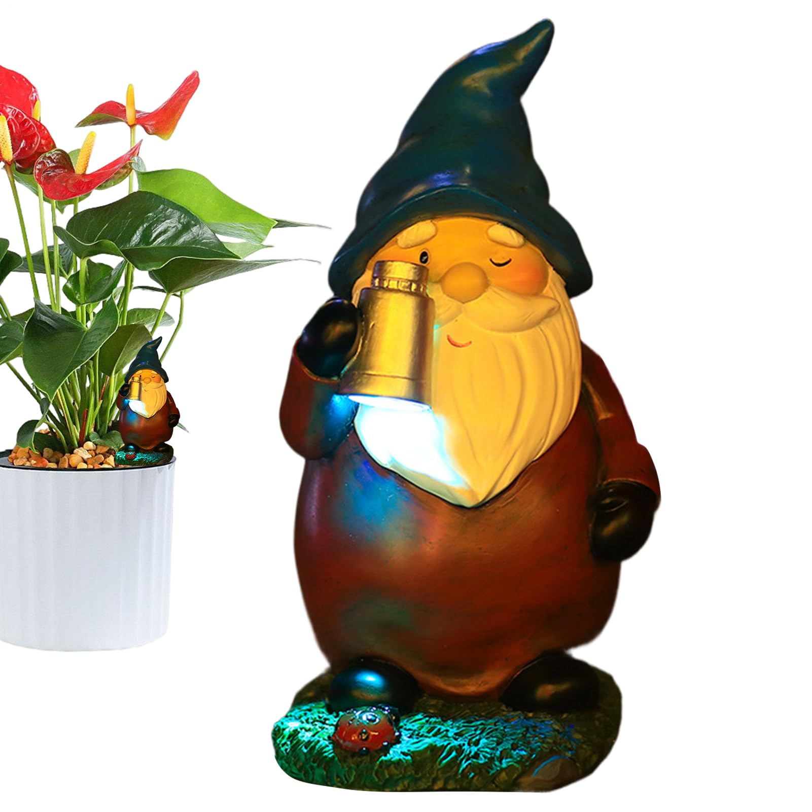 Gnomos Solares Luces para Exterior Jardín, Estatuas De Gnomos De Jardín, Decoración Impermeable con Figuras Luminosas para Porche Y Jardín Trasero