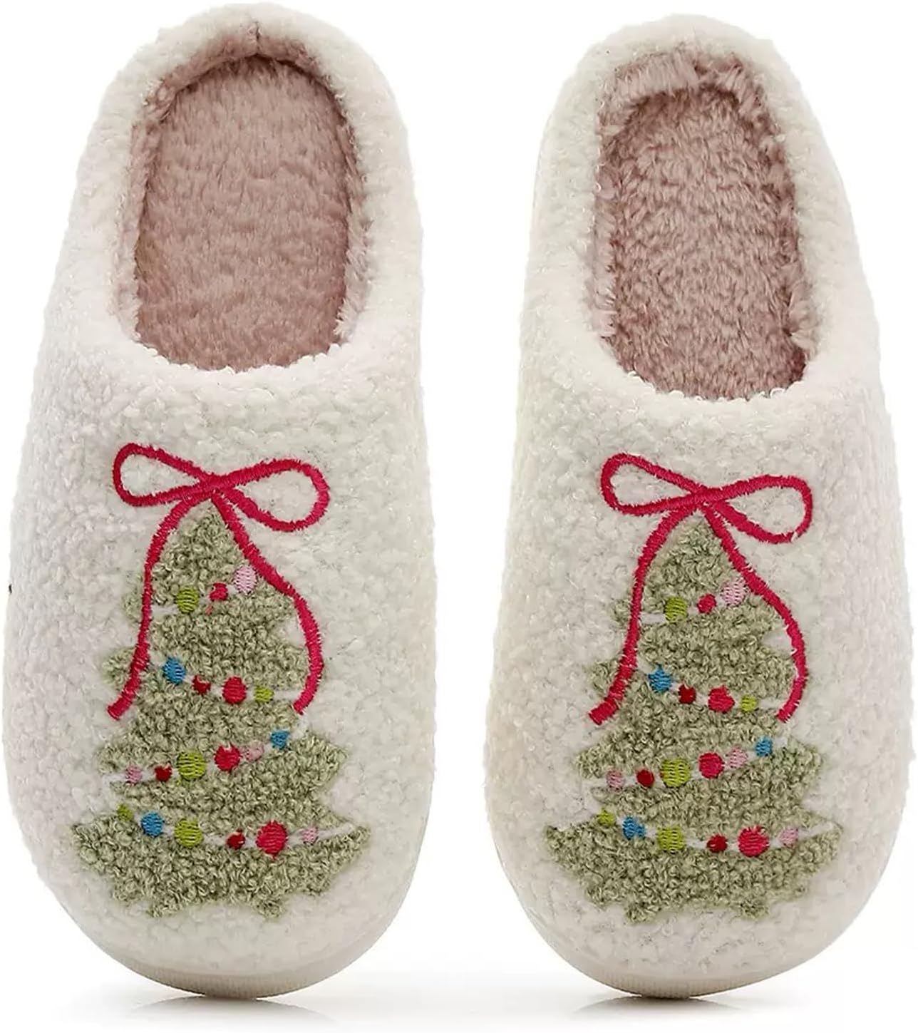 Halloween Christmas Slippers Checkered Scuff for Women and Men Holiday Indoor Bedroom Fluffy Warm Fleece Slippers Winter Soft Cozy Home Non-Slip Soft Plush Slip-on Wool Lined House Shoes