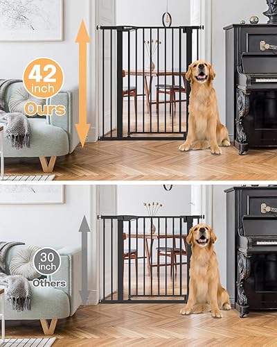 Miniatura 2 de Puerta extra alta de 42 pulgadas para puertas de escaleras, se adapta a aberturas de 29.5 a 40.5 pulgadas de ancho, puerta extra ancha para bebés y