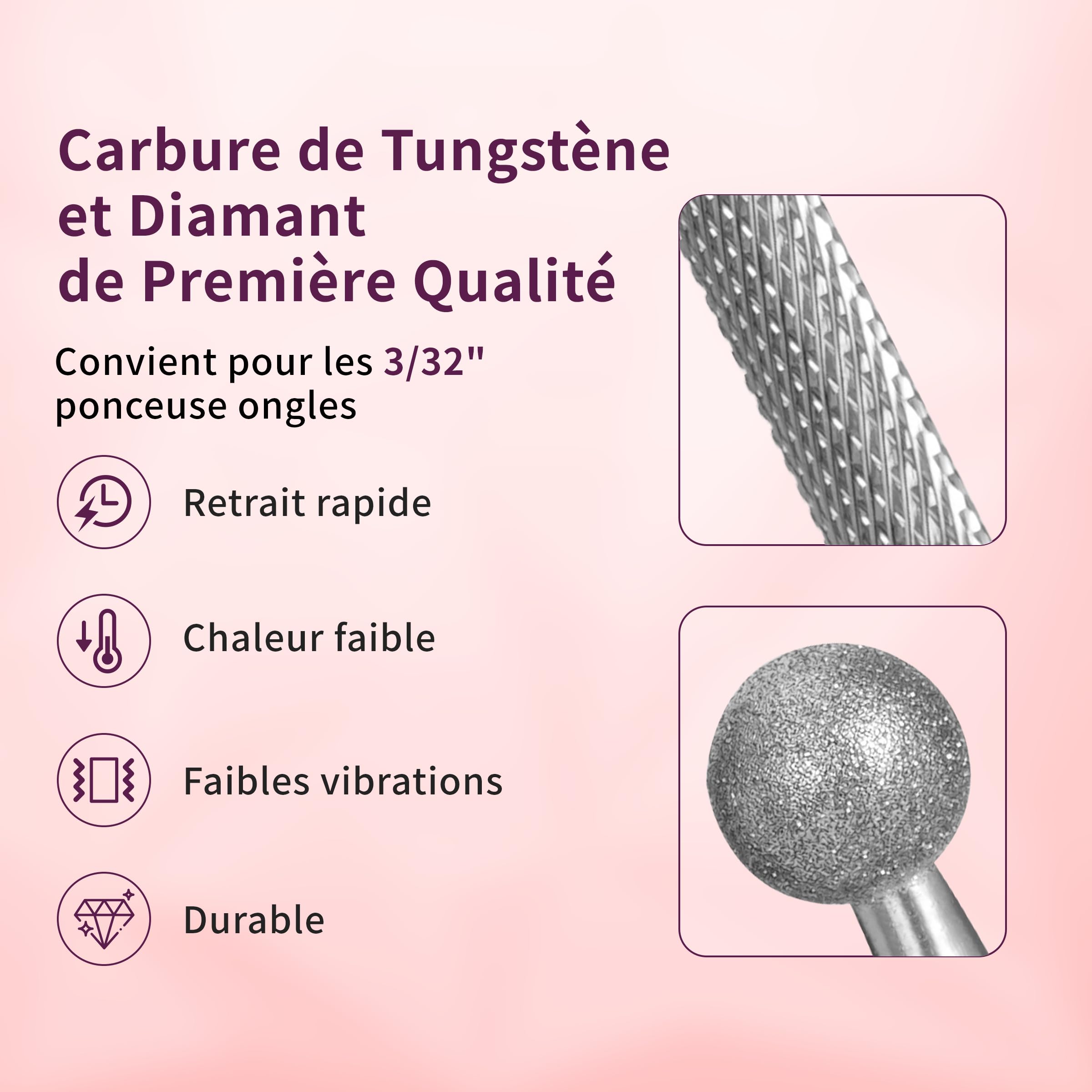 Delanie 7Pcs Embout Ponceuse Ongles 3/32 en Carbure de Tungstène & Diamant, Foret a Ongles Outils Professionnel pour Éliminer Gel Acrylique Cuticule