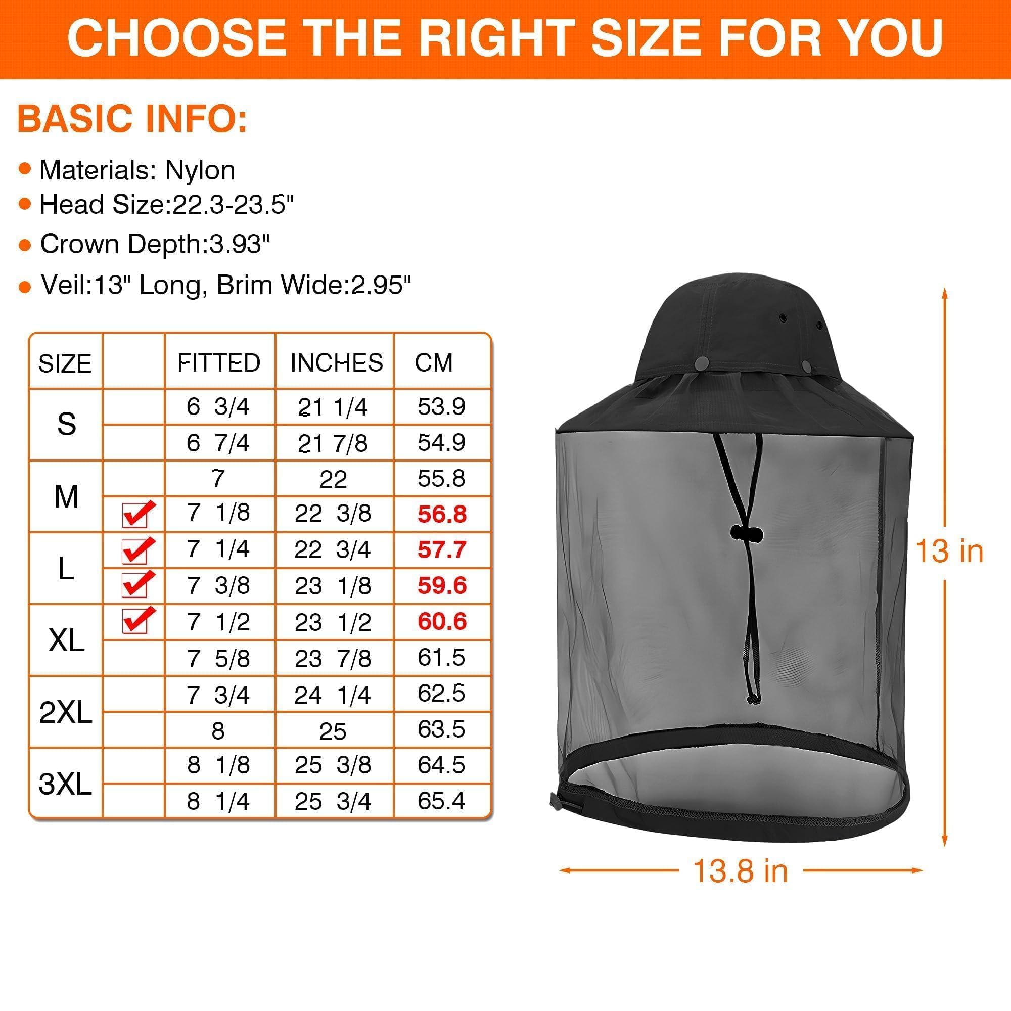 Moskitonetz Kopfschutz Hut - Damen Und Herren Moskito Hut, 100% Nylon + Polyester Netzgewebe, LSF 50+ Sonnenschutz