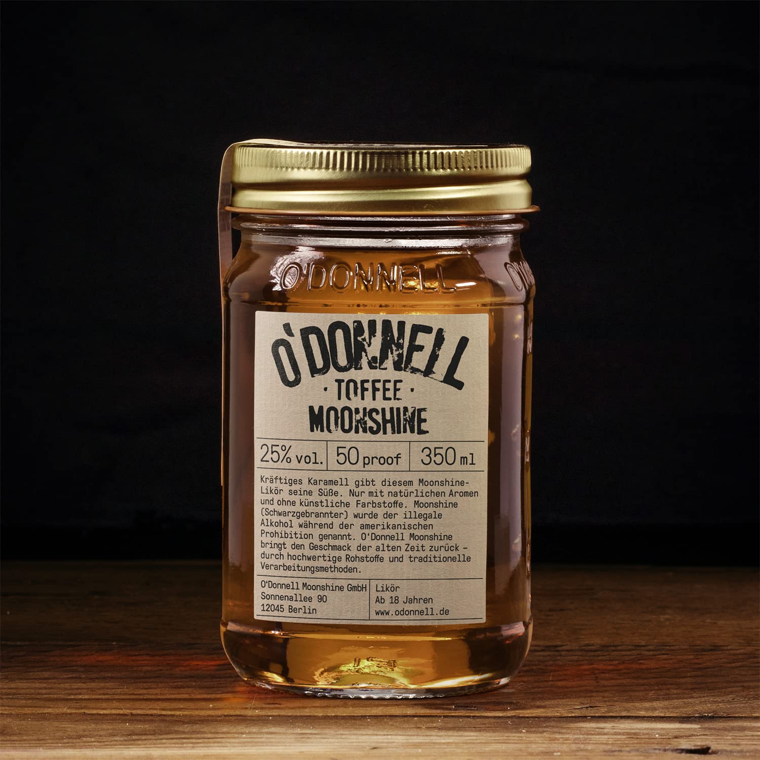 O'Donnell Moonshine Likör Geschenkset Made in Berlin – 3x Premium Likör Toffee, Kirsche & Haselnusslikör (350ml) + 2x Mason Jar Whiskey Gläser + Ausgießer (Geschenk für Männer) in Geschenkbox