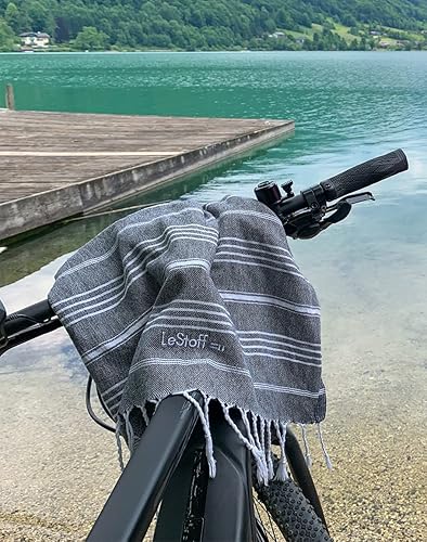 Miniatura 2 de LeStoff Toalla de playa turca 100% algodón orgánico prelavada de 38 x 71 pulgadas, suave, altamente absorbente, de secado rápido, playa, piscina,