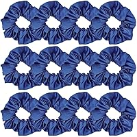 Vista 12 de Sufermoe 12 bandas elásticas para el cabello de seda satinada, color azul surtido de 4.5 pulgadas para mujeres y niñas