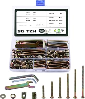 123PCS M6 Kit Crib Screws Baby Bed Screws Hardware Replacement Kit, Hex Socket Head Cap Screws Nuts for Furniture Beds Crib by SG TZH