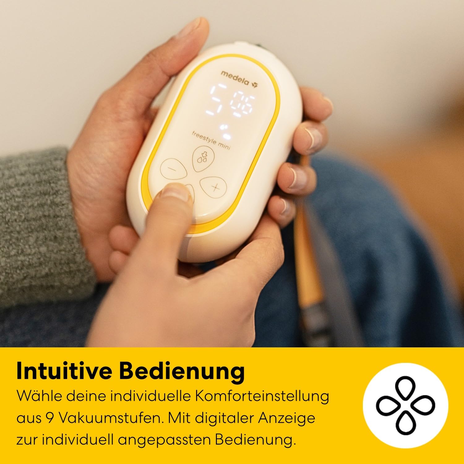 Medela Freestyle Mini tragbare elektrische Doppelmilchpumpe mit Hands-free Auffangschalen und Akku
