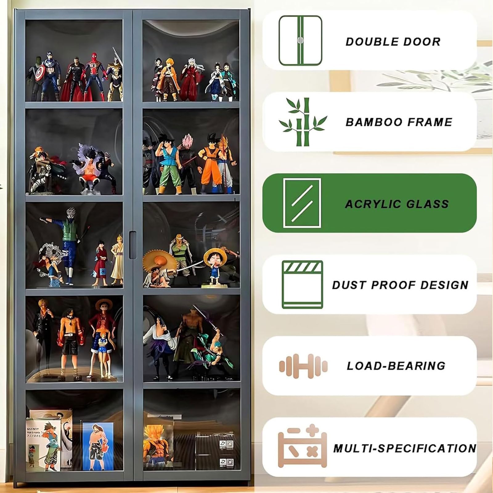 Acryl-Vitrine mit zwei Türen, versiegelt und staubdicht, vielseitige Vitrine für verschiedene Szenen