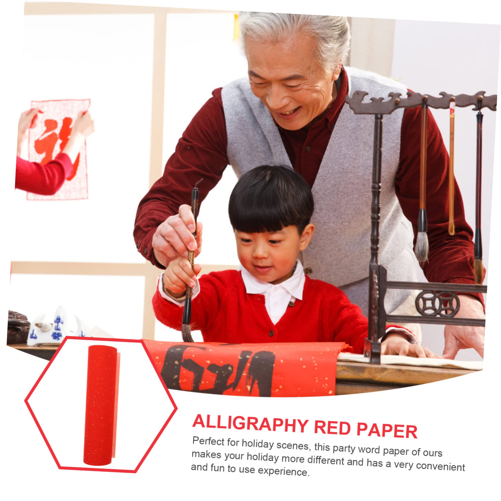 SEWACC 5rouleaux Papier De Rouge Chinois à Écrire Pour Et Décorations De An Pour Et Pratique