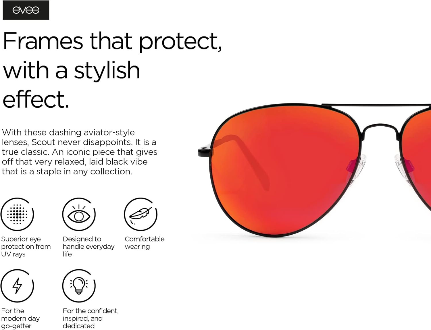 EVEE Polarized Aviator Sunglasses Classic Military Sunglasses (Scout)