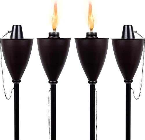 Vista 10 de BIRDROCK HOME Ibiza Torches - Citronela fácil de rellenar - Linterna de llama - Iluminación de patio trasero exterior - Lámpara de metal - Linterna