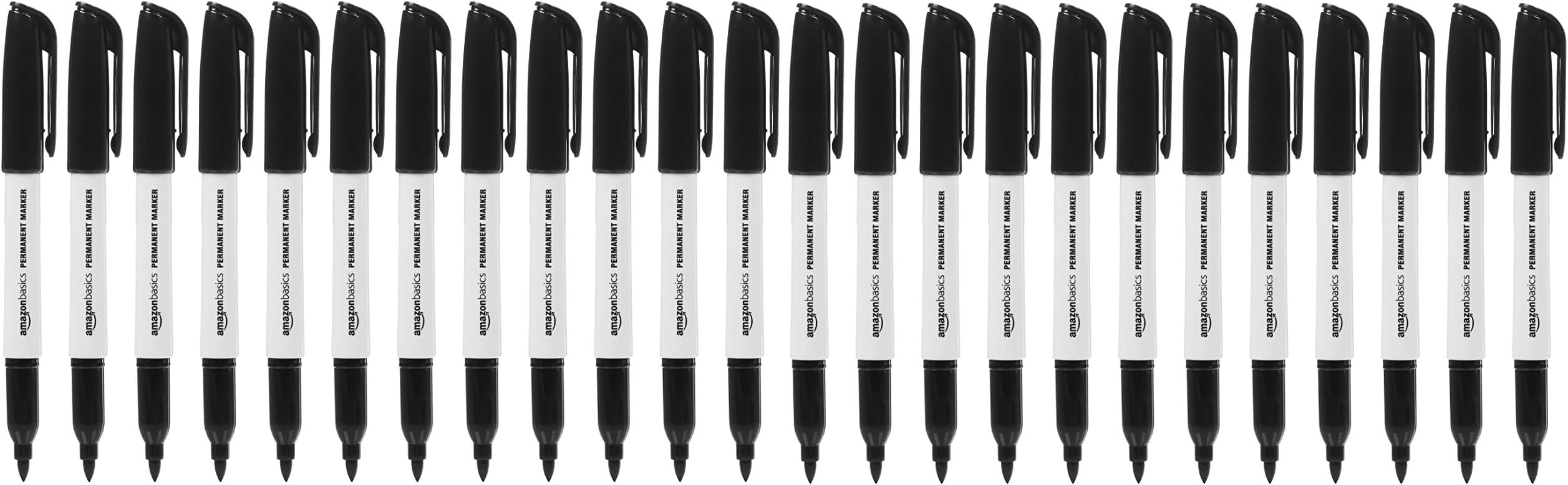 Amazon Basics Permanent Marker Pens, Black (24-Pack)