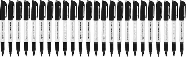 Amazon Basics Fine Point Tip Permanent Markers, Black, 24-Pack