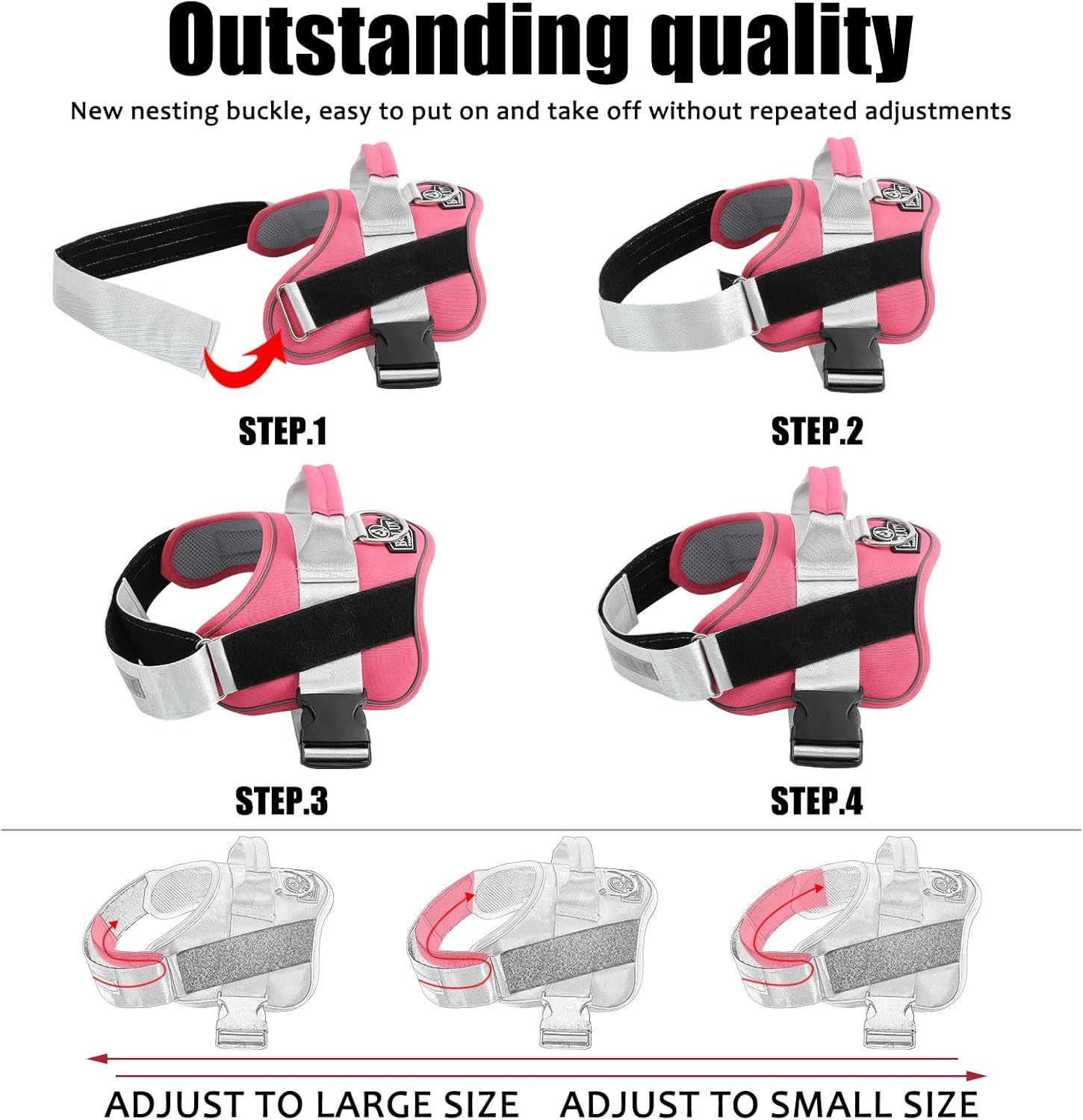 Bolux Dog Harness, No-Pull Reflective Dog Vest, Breathable Adjustable Pet Harness with Handle for Outdoor Walking - No More Pulling, Tugging or Choking