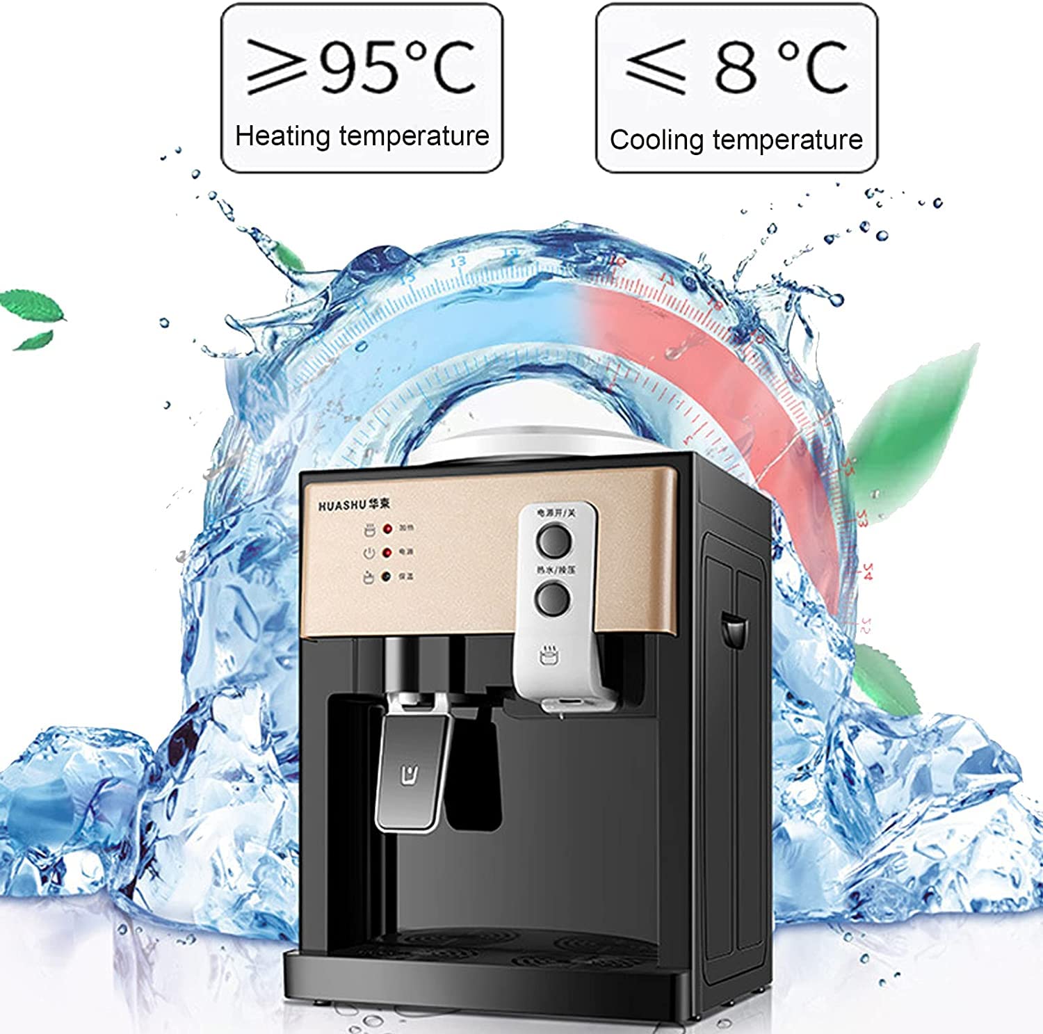Distributeur d'eau chaude et froide électrique, à chargement par le haut, distributeur d'eau pour le bureau à domicile, pour seau d'eau de 3,5 à 18,9 litres, 550 W, noir