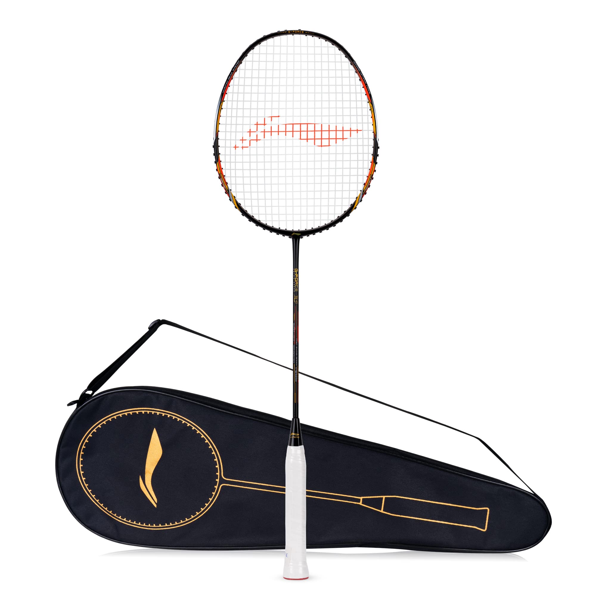 Li-Ning G-Force X5 Carbon Fibre Badminton Racket with Free Full Cover(82 Grams, 28 Lbs) (Black/Orange)