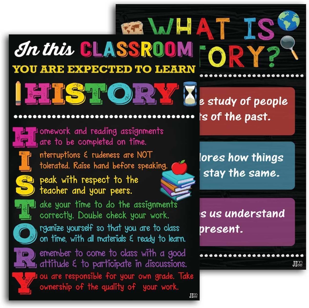 Jinniee Personalized History Posters Classroom Poster Quotes Motivation Historical Posters for Classroom Decoration Teacher gift Teacher Professor Social Studies Room (SET 2 RETRO POSTERS)